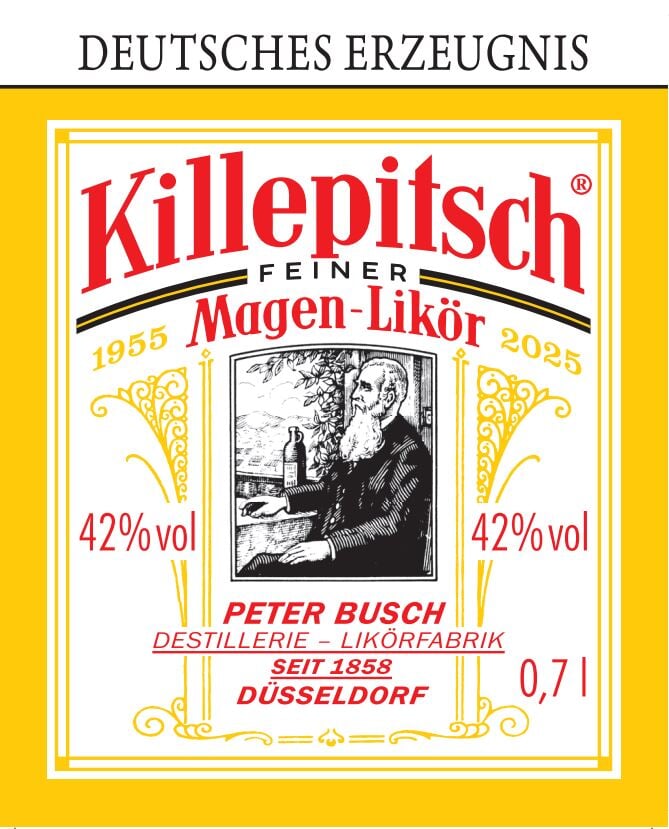 Killepitsch 42% - Premium-Kräuterlikör 0,7L Design Etikett "70 Jahre" Kräuterlikör Peter Busch GmbH & Co. KG 
